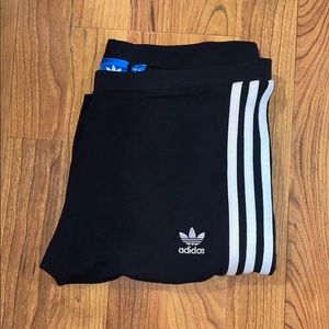 Black w/ white stripes Adidas leggings